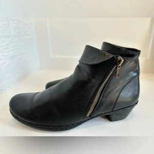 🗻 REIKER BLACK ANKLE BOOT -‎ Sz 7.5 - LEATHER UPPER -